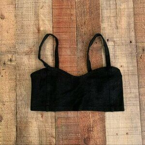 Brandy Melville crop top tank top with back cut outs in black - OS